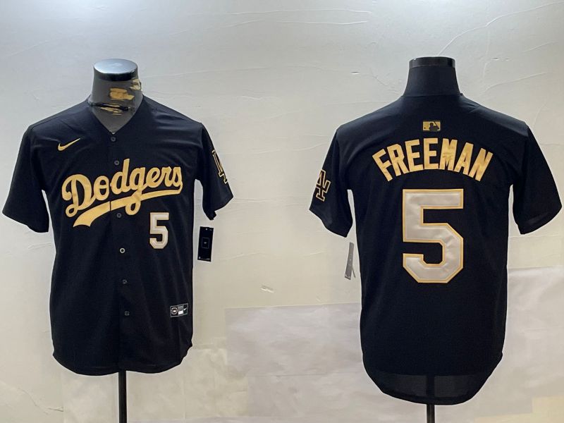Men Los Angeles Dodgers #5 Freeman Black Gold Game 2024 Nike MLB Jersey style 1209->pittsburgh steelers->NFL Jersey